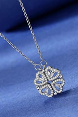 Adjustable Silver Plated Leaf Heart Design Crystal Necklace for Women