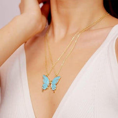 Enamel Butterfly Pendants Necklace