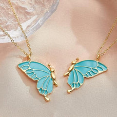 Enamel Butterfly Pendants Necklace