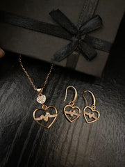 Heart Beat Design Gold Plated Crystal Pendant Set 3