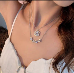 Adjustable Silver Plated Leaf Heart Design Crystal Necklace for Women