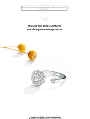 Rotable Balls Design Silver Plated Cubic Zirconia Birthstone Ring