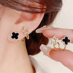 Star Shaped Gold Plated Artificial Stones Earnings