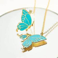 Enamel Butterfly Pendants Necklace