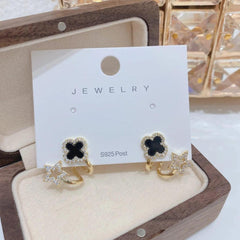 Star Shaped Gold Plated Artificial Stones Earnings