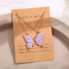 Enamel Butterfly Pendants Necklace