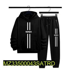 2 Pic Men's Stitched Polyester Fleece Printed Track Suit