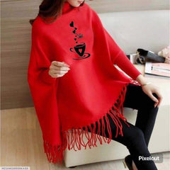 Winter’s Fashionable Attractive Plain Fleece Poncho For Women Winter Poncho For Girls