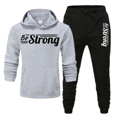 Be Strong Style Printed Winter Hoodie Trouser Tracksuits For Mens