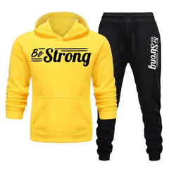 Be Strong Style Printed Winter Hoodie Trouser Tracksuits For Mens